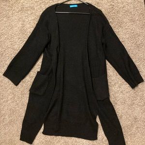 Long black knit cardigan